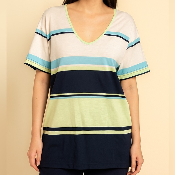 NWT STRIPED TSHIRT WITH ROUND NECK SIZE 14/16 (1X) - Picture 1 of 5